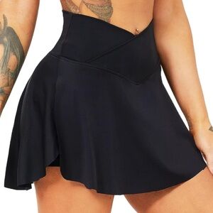 Tennis golf Skirt pockets High Waisted Crossover Workout Athletic black mini